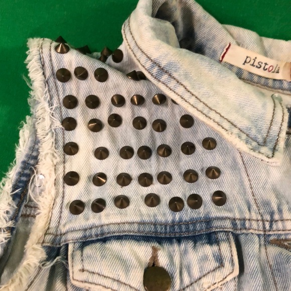 Pistola whitewashed denim studded vest - Picture 6 of 8